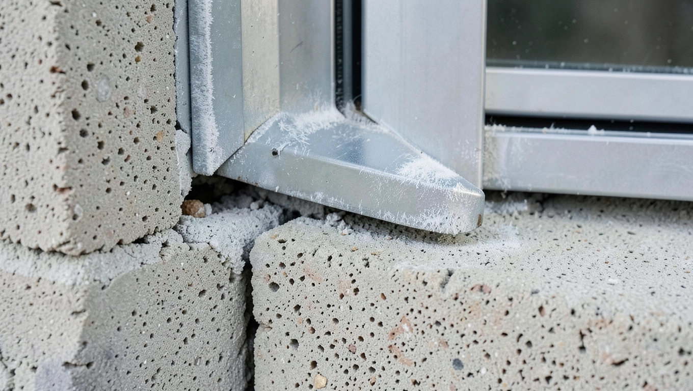 Ościeżnica na bloczkach betonowych błąd