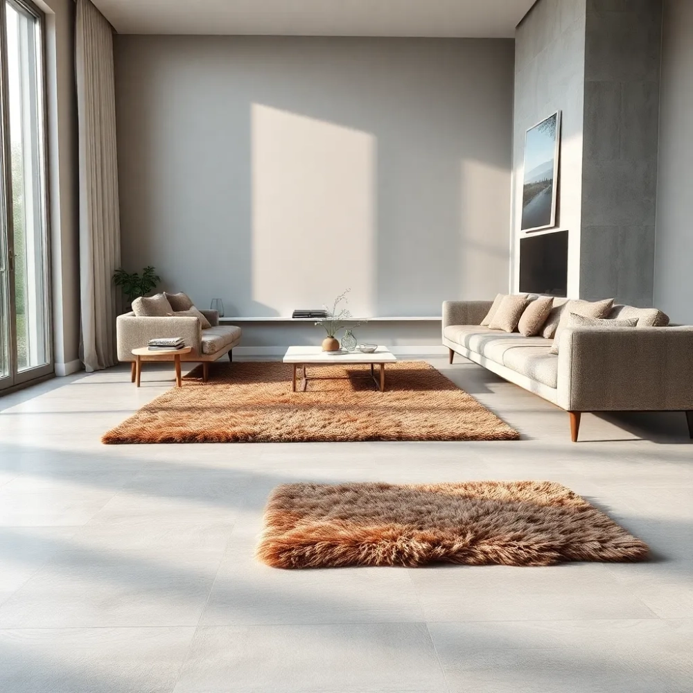 Płytki w salonie bez ogrzewania podłogowego