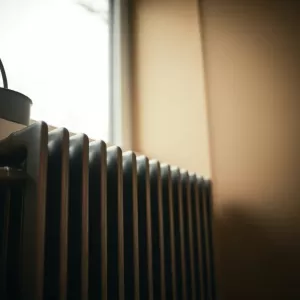 Grzejnik w kuchni na ścianie