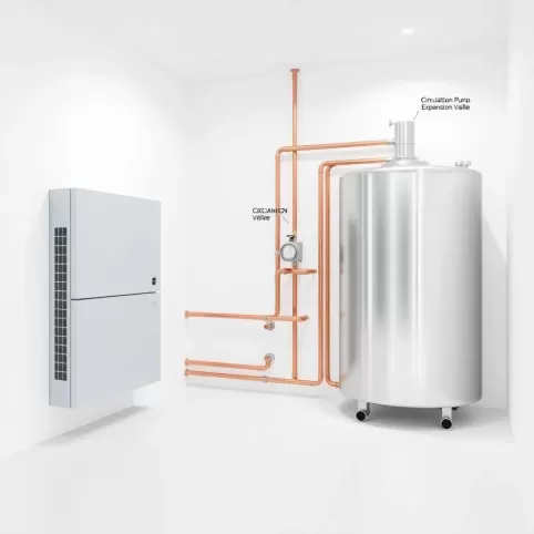 Kotłownia z pompą ciepła schemat