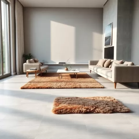 Płytki w salonie bez ogrzewania podłogowego