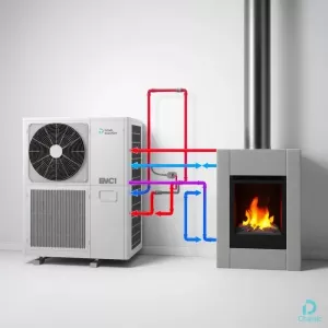 Pompą ciepła i kominek schemat
