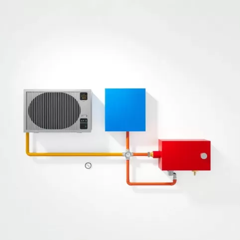 Pompa ciepła z kotłem gazowym schemat