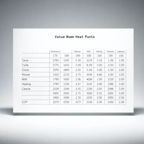 Tabela wydajności pompy ciepła Panasonic