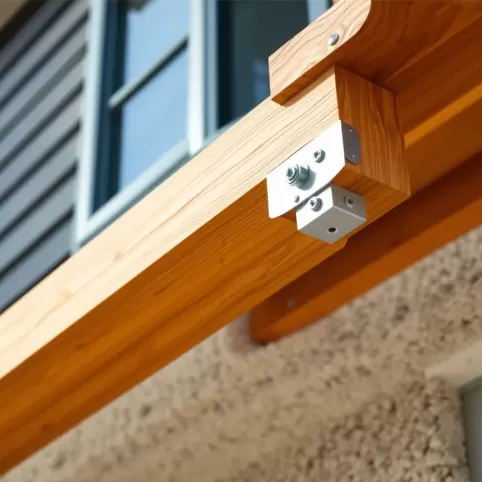 Pergola mocowanie belki do ściany że styropianem