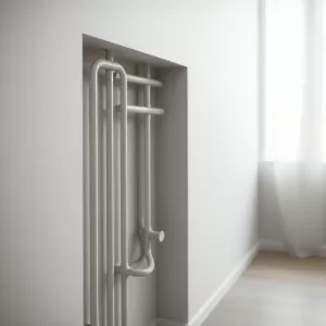 Rury centralnego ogrzewania w ścianie